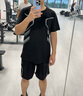 艾倫伯頓（Alen Botun）運動服套裝男冰絲t恤跑步速干衣短袖夏季短褲健身訓練籃球服裝備 黑色兩件套【休閑 速干 透氣】 3XL 【160-175斤】 曬單實拍圖