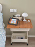 航軒世家實(shí)木折疊電腦桌可移動(dòng)茶幾小推車(chē)沙發(fā)側邊柜床邊桌客廳多功能桌 雙層收納-奶油白 曬單實(shí)拍圖