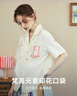 兩三事梵高文藝 窗外來(lái)物 2025夏季新款復古印花口袋翻領(lǐng)襯衫女 米杏色 M 曬單實(shí)拍圖