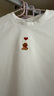 伊芙麗（eifini）伊芙麗刺繡愛(ài)心小狗可愛(ài)少女心正肩百搭經(jīng)典短袖T恤2025夏裝新款 本白色 泰迪款 S 80-105斤 曬單實(shí)拍圖