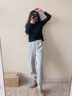 班尼路褲子女休閑褲女裝春秋冬新款顯瘦束腳褲小個(gè)子女生百搭時(shí)尚小腳褲 灰-螺紋收腳版 M 曬單實(shí)拍圖