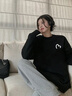 一寸相思黑色圓領(lǐng)衛(wèi)衣女小個子秋冬2025新款爆款寬松大碼外套加絨加厚上衣 黑色-半顆愛心 XL 【150-170斤】 曬單實拍圖