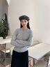 森馬（Semir）商場(chǎng)同款|森柔針織開(kāi)衫女冬季短款絞花內搭2025新款法式毛衫 灰色調00322 M 曬單實(shí)拍圖