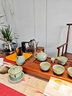汝窯冰裂功夫茶具套裝冰裂紋陶瓷家用辦公泡茶壺高檔輕奢送禮整套 柏韻汝窯16頭【睡蓮側把壺-豆青】+茗語(yǔ)茶盤(pán) 曬單實(shí)拍圖