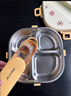RICH YOUR HOME德國品質(zhì)保溫飯盒不銹鋼上班族小學(xué)生帶飯專(zhuān)用小巧便攜初中生分格 奶咖色4格送筷勺+透明保 800ml 曬單實(shí)拍圖