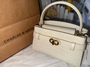 CHARLES&KEITH鱷魚(yú)紋凱莉包手提斜挎婚包包女包生日禮物CK2-50270880-1 Ivory象牙色 S 曬單實(shí)拍圖