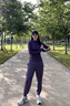 phigeer專(zhuān)業(yè)跑步健身訓練服套裝女秋季半拉鏈運動(dòng)服速干衣網(wǎng)紅瑜伽服長(cháng)袖 黛紫色長(cháng)袖兩件套（紫褲） M 曬單實(shí)拍圖