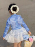 Dudant國際品牌女童連體泳衣洋氣游泳衣夏裝2025新款小女孩長袖防曬泳裝 藍(lán)色送泳帽 100 cm 曬單實(shí)拍圖