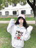 趣米樂白灰色蠟筆小新印花重磅衛(wèi)衣女春秋季新款寬松運動帽衫休閑上衣服 白灰色【常規(guī)款】 L 曬單實拍圖