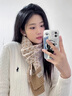 玖慕（JIUMU）純羊毛圍巾女秋冬百搭加厚保暖長(zhǎng)輩針織圍脖帽子套裝生日禮物 沙漠駝 曬單實(shí)拍圖