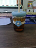 高顏值玻璃花茶杯顏值帶吸管玻璃杯茶杯水杯咖啡杯 藍(lán)色 500ml 曬單實(shí)拍圖