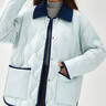 雪中飛輕薄羽絨服女短款新款拼接撞色翻領(lǐng)秋冬菱格襯衫領(lǐng)外套 米白 L (165) 曬單實(shí)拍圖