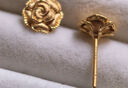 周六福 黃金吊墜耳釘女5G足金絲絨玫瑰花掛墜耳飾   計價(jià) 耳飾一對-2.11g 曬單實(shí)拍圖