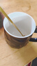 幾物森林 陶瓷馬克杯帶蓋大容量咖啡杯情侶杯牛奶杯早餐水杯男女茶杯黑色 曬單實(shí)拍圖