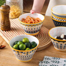 佩爾森（CERAMICS）北歐碗家用創(chuàng)意高腳米飯碗陶瓷釉下彩餐具復(fù)古小碗吃飯斗笠碗 5英寸碗混色6個裝 曬單實拍圖