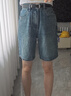 UR2025夏季新款女裝復古貓須水洗腰帶牛仔短褲UYY850081 藍色 26 曬單實(shí)拍圖