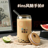 拜杰高硼硅玻璃杯水杯可樂(lè )杯奶茶咖啡飲料杯杯子帶蓋帶吸管500ML 曬單實(shí)拍圖