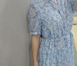 JESSIE法式度假風(fēng)連衣裙夏季新款女短袖收腰裙子 藍色 L 曬單實(shí)拍圖