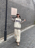 Cebrodz法國 休閑褲男美式褲子春季新款痞帥束腳運動(dòng)寬松潮流百搭衛褲 杏色 L 曬單實(shí)拍圖