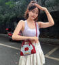 CARISAKA生日禮物女包可愛(ài)女包斜挎包蘋(píng)果包手提包單肩包小包手拎包枕頭包 黑色 20*7*14 曬單實(shí)拍圖