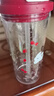 櫻桃小狗塑料水杯高顏值便攜雙飲吸管杯子可愛(ài)簡(jiǎn)約花茶杯女學(xué)生 櫻桃紅色小狗550ml 曬單實(shí)拍圖