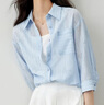 梵希蔓高級感萊賽爾襯衫女2025年夏季襯衣寬松氣質(zhì)上衣薄 淺藍色  L 曬單實(shí)拍圖
