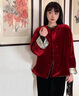 恩若凡女士唐裝小棉襖冬款中國風(fēng)提花緞面雙面穿夾棉上衣外套年秋冬季 紅色雙面雙穿 XL 建議85-120斤卡碼拍小 曬單實(shí)拍圖