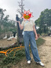 尚都比拉純棉直筒牛仔褲女士春秋長(cháng)款褲子寬松顯瘦復古百搭女褲 牛仔藍L 曬單實(shí)拍圖