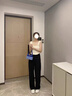 魯雅爾冰絲窄版闊腿西裝休閑褲女夏季新款高腰寬松顯瘦垂感百搭直筒褲子 黑色 M 曬單實(shí)拍圖