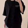 棉致美式字母印花純棉圓領(lǐng)短袖t恤女夏季2025新款休閑五分袖半袖上衣 814205黑色【高品質(zhì)20.5】 M 90-100斤 曬單實(shí)拍圖