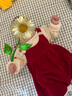 G.DUCKKIDS小黃鴨女童套裝春秋款連衣裙周歲女寶寶公主裙禮服兒童秋冬兩件套 紅色春秋套裝（花朵款?yuàn)A子） 80 尺碼6-12月【75-85cm】 曬單實(shí)拍圖