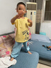巴布豆兒童套裝夏季薄款男童純棉短袖t恤上衣透氣舒適休閑防蚊褲兩件套 黃 芝士巴布+藍 火箭巴布x 120 曬單實(shí)拍圖