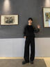 真維斯美式長袖T恤男2025春秋季新款潮流插肩撞色套頭衛(wèi)衣帥氣打底衫男 黑色 L 【建議130-140斤】 曬單實拍圖