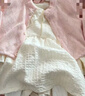 G.DUCKKIDS小黃鴨女童套裝春秋季一歲女寶寶衣服兒童公主裙嬰幼兒毛衣打底褲 GQ126款 淺綠色三件套 90 尺碼1~2歲【 80-90cm】cm 曬單實拍圖