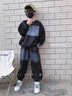 G.DUCKKIDS男童套裝春秋裝2025新款中大童加絨款衣服洋氣男孩加厚衛(wèi)衣兩件套 871黑色 160 cm 曬單實(shí)拍圖