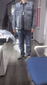 Prato Lee男士牛仔外套男潮流牛仔夾克男牛仔服男青年牛仔上衣男春秋款復(fù)古 藍(lán)色 3XL 曬單實拍圖