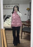 衣香麗影玫粉色90絨防風(fēng)羽絨馬甲女新款立領(lǐng)背心外套 玫粉色 S 曬單實拍圖