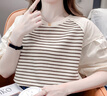 紅蜻蜓假兩件短袖拼接襯衣女夏季2025新款潮寬松百搭上衣顯瘦T恤女衫 卡其色短袖 L 曬單實(shí)拍圖