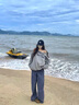 心楠美式慵懶風(fēng)字母斜肩長(cháng)袖衛衣女春秋灰色小眾寬松顯瘦甜辣露肩上衣 M碼【建議120-145斤】 曬單實(shí)拍圖