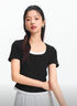 森馬（Semir）短袖t恤女短款假兩件百搭上衣25夏裝顯瘦U領(lǐng)套頭衫109325100015 曬單實(shí)拍圖