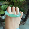 千意手鐲冰種翡翠陽(yáng)緬甸綠扁條玉鐲女翡翠半山半水送女友母親生日禮物 手鐲冰種【精美禮盒裝】 手鐲內徑58mm 曬單實(shí)拍圖