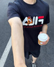 FILA 斐樂官方男子針織短袖衫2025夏新款狐貍刺繡休閑舒適純棉T恤 曬單實拍圖