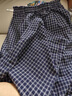 森馬（Semir）藍(lán)色韓版木耳邊格子休閑褲女2025夏季新款直筒高腰顯瘦寬松闊腿褲 藏青色-款 常規(guī) S 曬單實(shí)拍圖