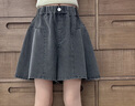 OEHE女童牛仔裙褲夏季薄款兒童女孩百搭褲子中大童初中生熱褲短褲 黑灰色 170 曬單實(shí)拍圖