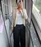 UR2025秋季新款女裝簡(jiǎn)約休閑亮片裝飾針織開(kāi)衫UWB950011 米白 M 曬單實(shí)拍圖