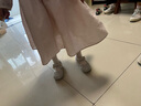 百麗（Belle）小滿(mǎn)同款閃耀水鉆公主鞋女童25秋新商場(chǎng)款蝴蝶結單鞋99901C85 米色 28 曬單實(shí)拍圖