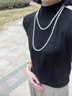 胖東來(lái)品質(zhì)天然淡水強光真珍珠長(cháng)款雙層項鏈時(shí)尚設計款疊戴中性風(fēng) 天然淡水珍珠白色(125厘米) 曬單實(shí)拍圖