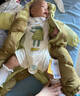 巴拉巴拉童裝嬰兒連體衣假兩件連體羽絨服寶寶衣服冬加厚男童女童兒童 黃綠41122-白鴨絨 90 cm-充絨量99g 曬單實拍圖