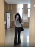 浪莎微喇叭褲女春秋季2025新款高腰顯瘦闊腿休閑運動褲小個子美式衛(wèi)褲 深灰色 【春秋款】 L （適合111-125斤） 曬單實拍圖