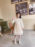 Dudant國際品牌女童連衣裙2025新款春秋季女孩紗裙花童禮服洛麗塔公主裙 杏色 120 cm 曬單實(shí)拍圖